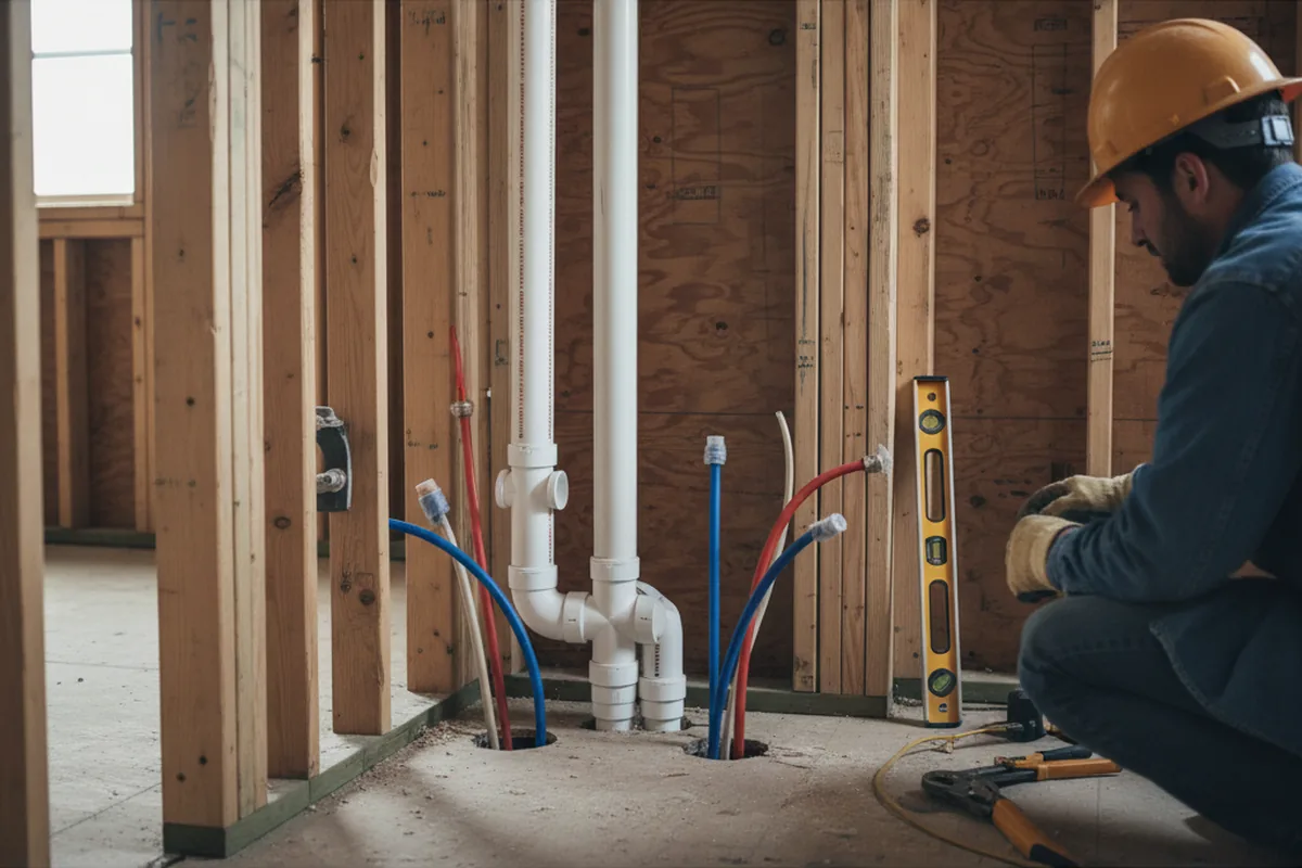Drain and supply rough-in during Drain Cleaning in Glenshaw